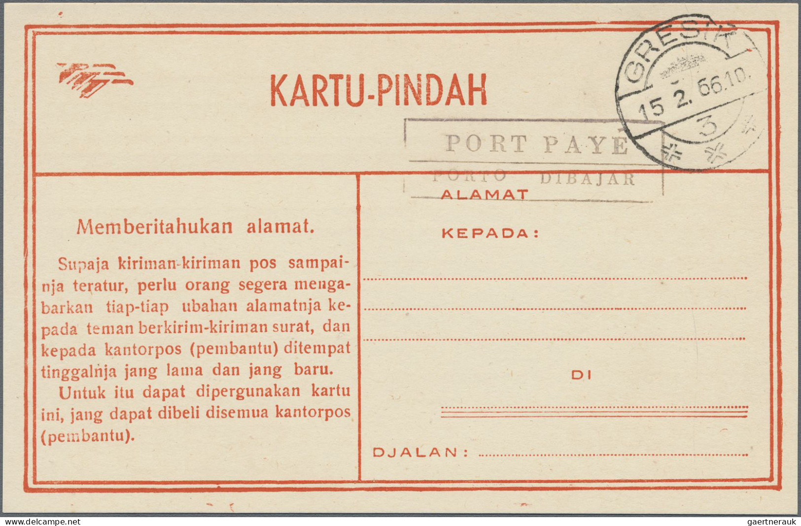 Indonesia - Postal Stationery: 1966, GRESIK, Local (emergency?) Issue, Lot Of 21 - Indonesia