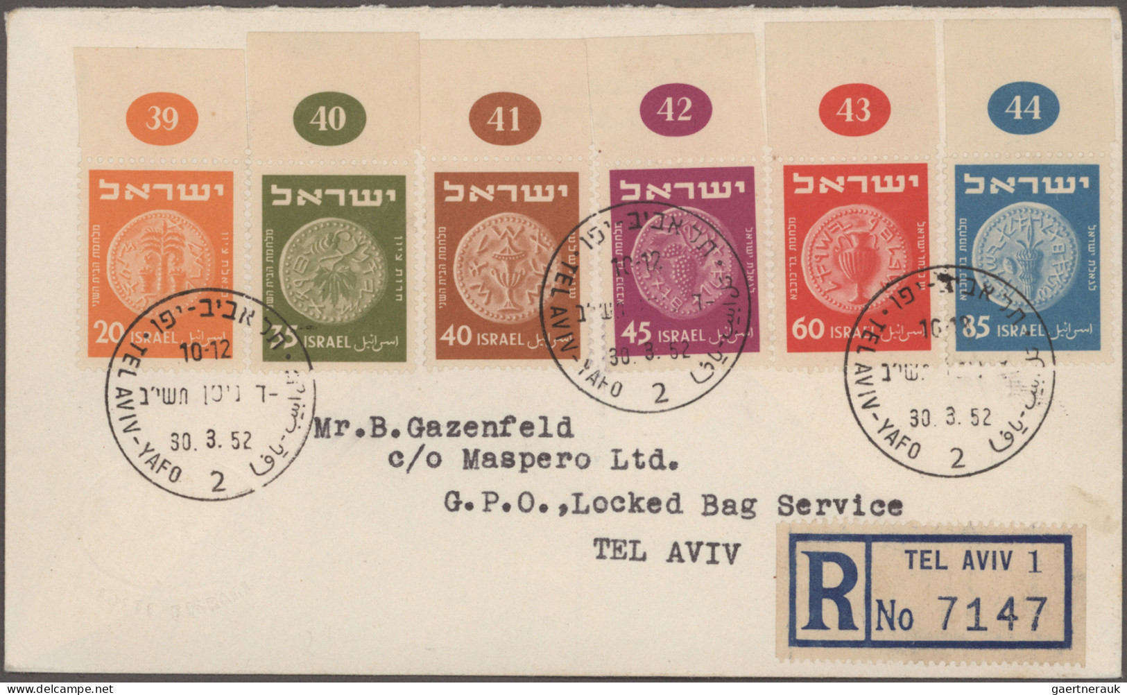 Israel: 1949/1959, holding of apprx 210 covers/cards/used stationeries, comprisi