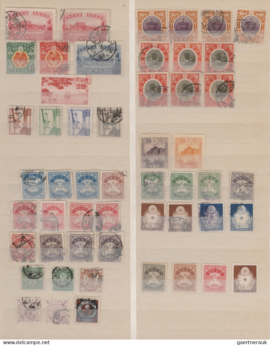 Japan: 1876/1939, mostly used, pile of pages and stockpages inc. earthquakes, te