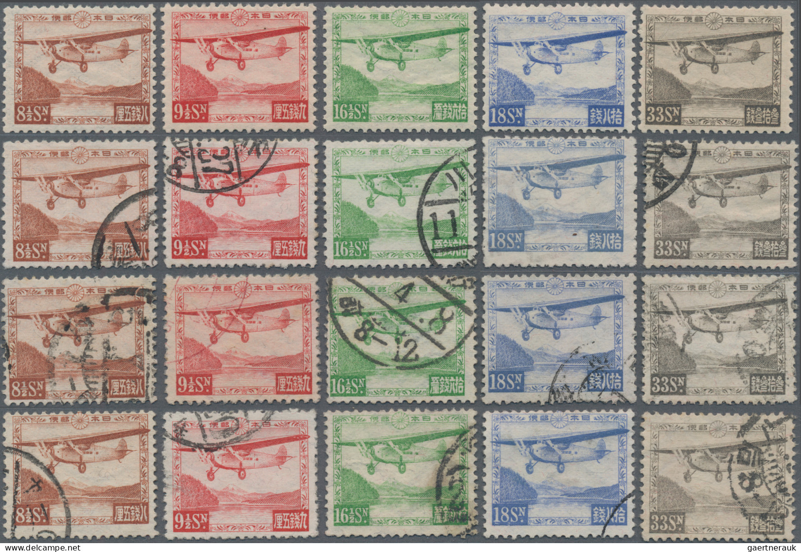 Japan: 1929/1961, Stock Of Airmail Stamps, Lake Ashi To Great Buddha, Majority U - Other & Unclassified
