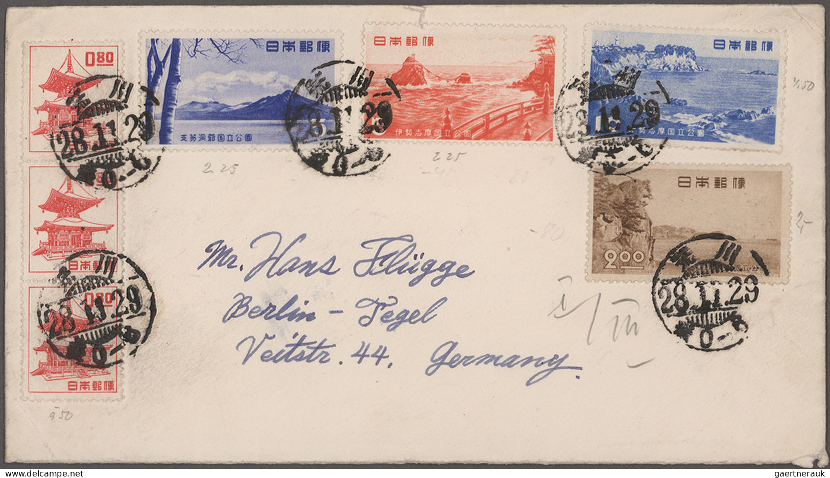 Japan: 1945 /2011, apprx. 496 covers/cards used inland/foreign in 6 small-size c