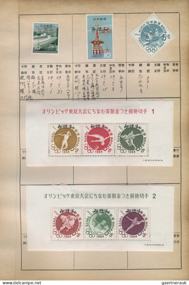 Japan: 1959/1966, "Postage Stamp Materials Specimen File" Book In Green With Dov - Otros & Sin Clasificación