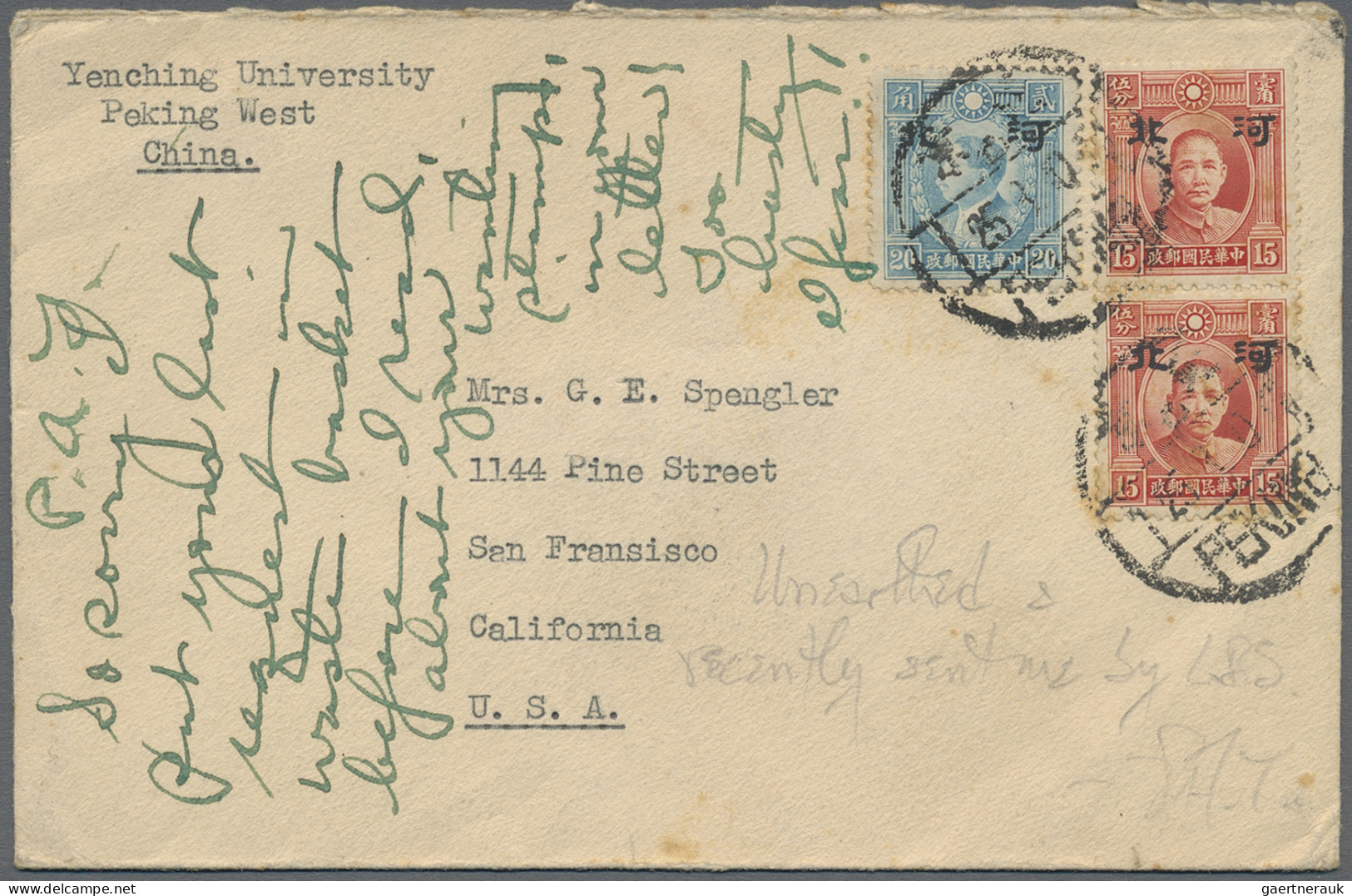 Japanese Occupation WWII - North China: Hopeh, 1941, Four Covers With Ovpt. Issu - 1941-45 Northern China