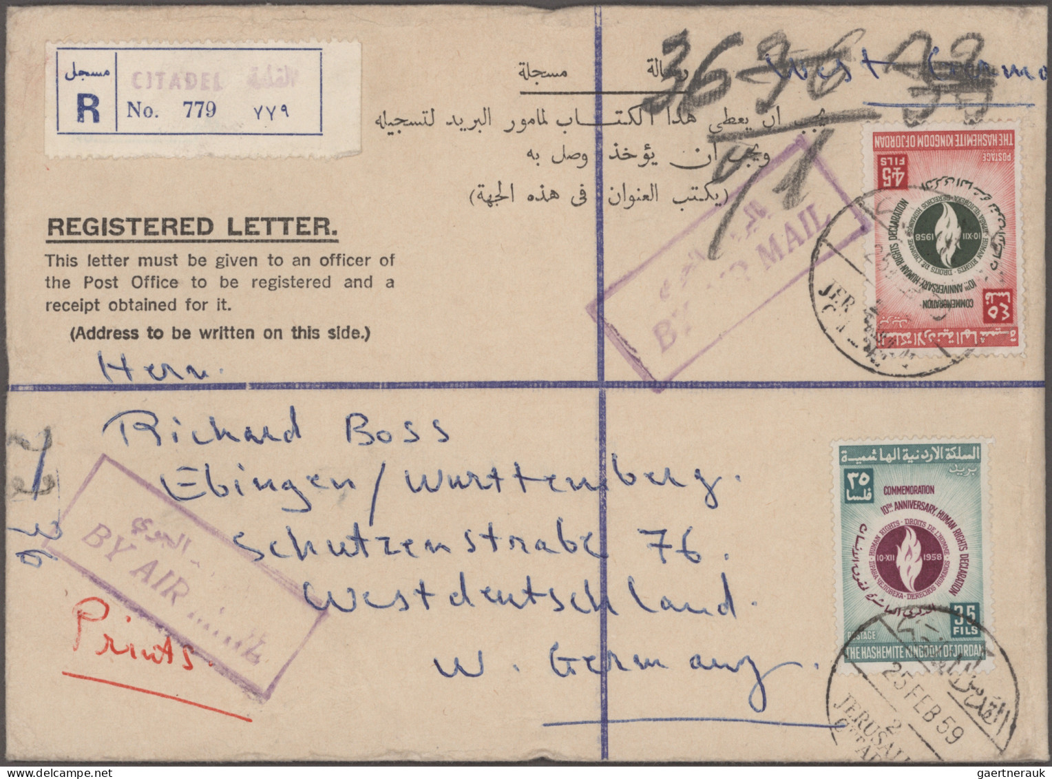 Jordan: 1954/1989, Holding Of Apprx. 200 Covers/cards, Mainly Correspondence To - Jordania