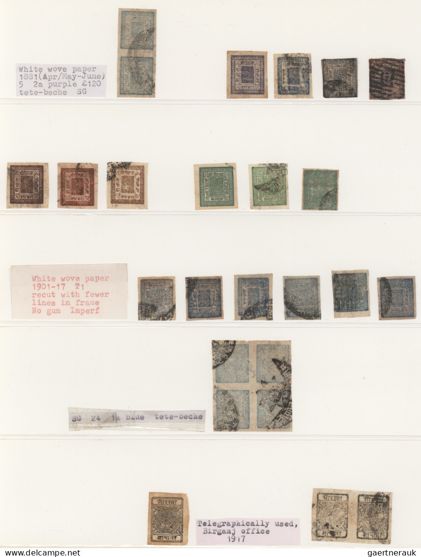 Nepal: 1881/1918 Collection Of 44 Stamps Of First Design From First Issue, Mostl - Népal