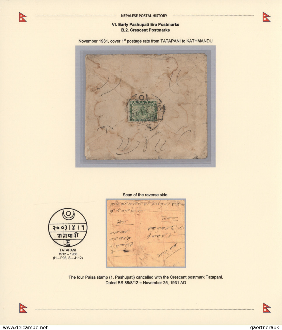 Nepal: 1909/1946, Five Covers, Four Franked Inc. 1st Pashupati With Negative Han - Népal