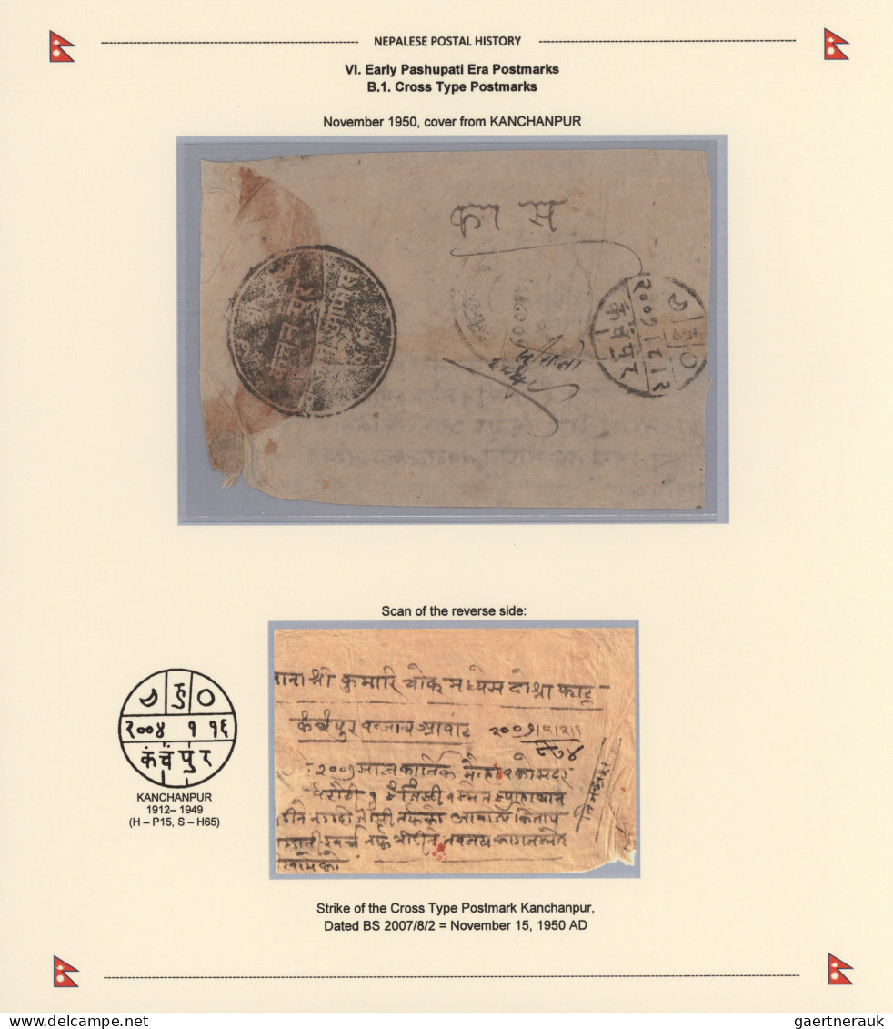Nepal: 1920/1950, 10 Stampless Covers With "Cross Type" Postmarks Of Baglung, (2 - Nepal