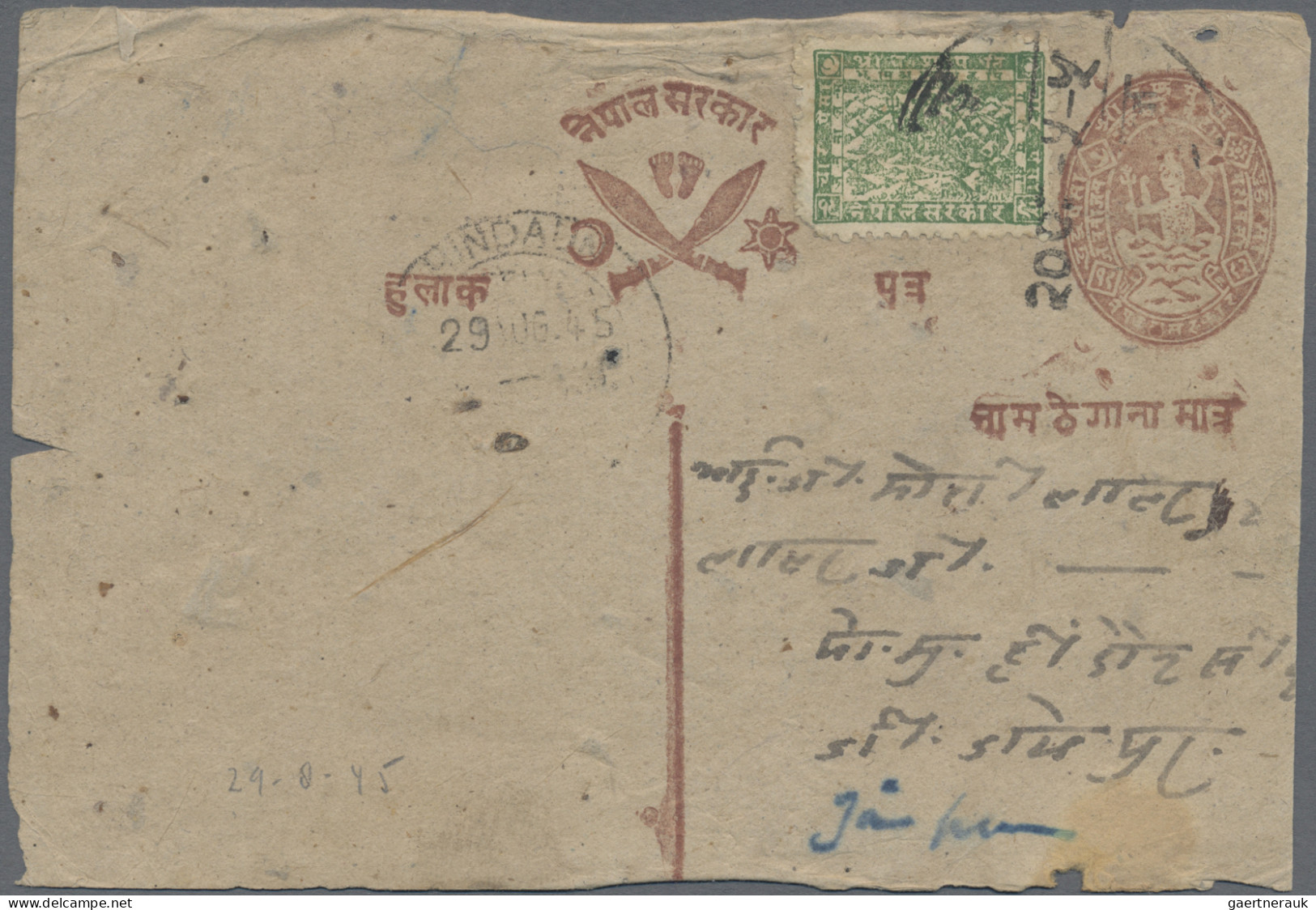 Nepal - postal stationery: 1880's-1980's: Collection of 58 postal stationery car