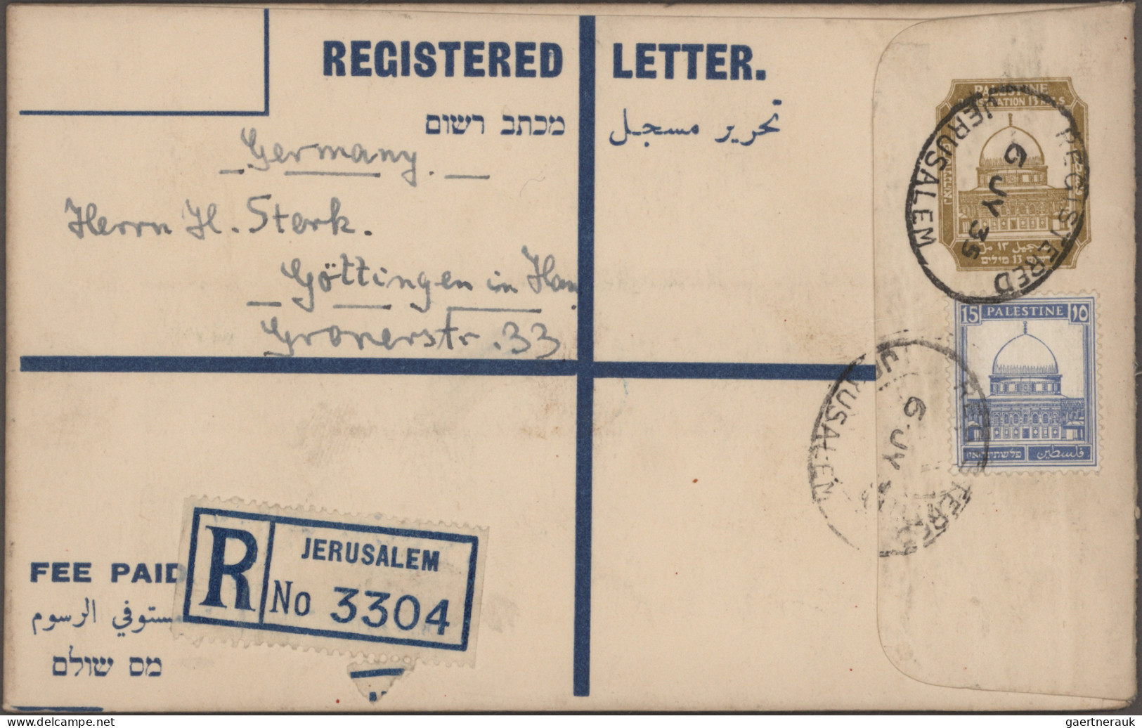 Palestine: 1933/1947, Lot Von 19 Briefen, Karten Und Ganzsachen Aus Palästina Na - Palestine