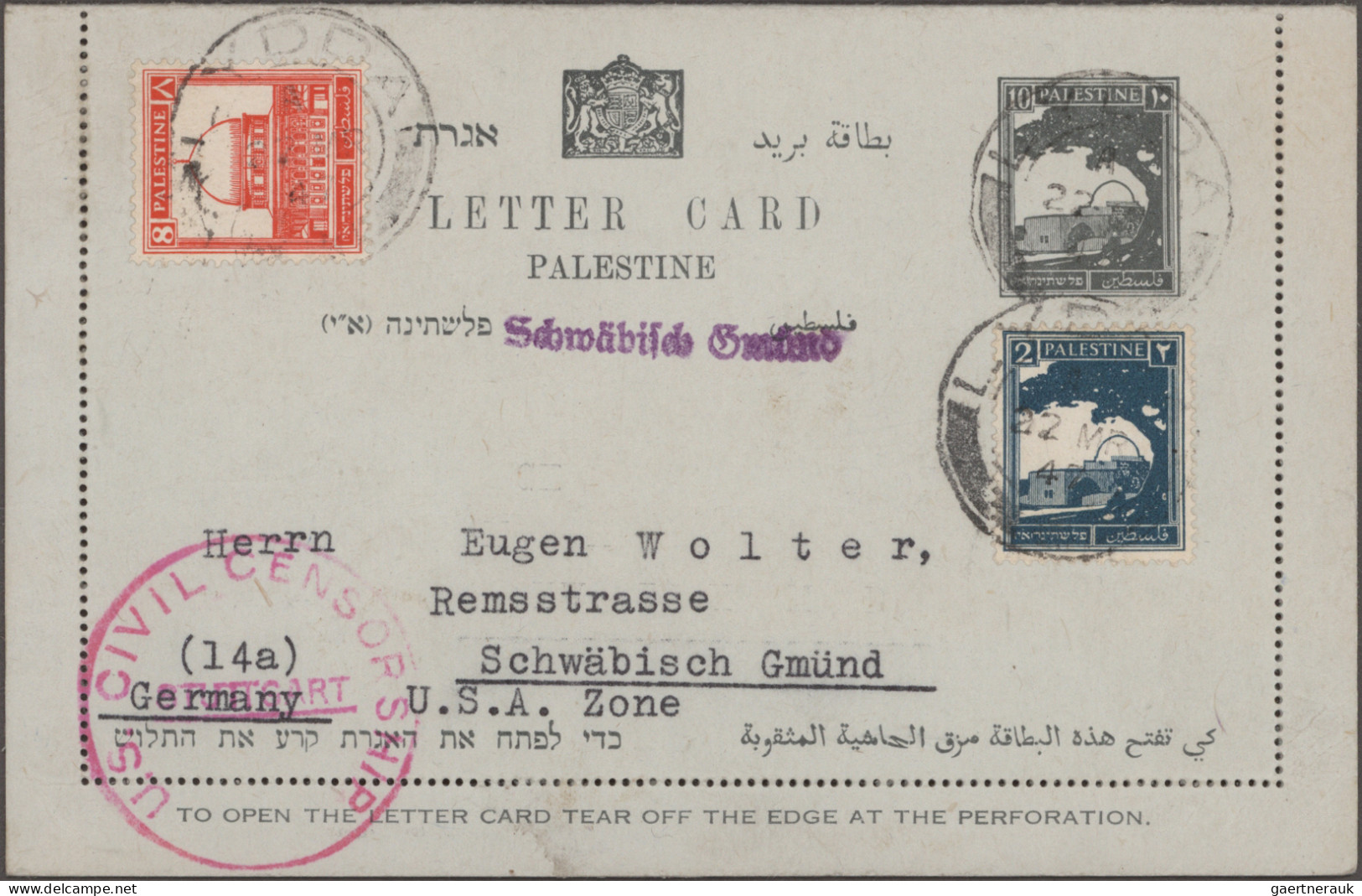 Palestine: 1933/1947, Lot Von 19 Briefen, Karten Und Ganzsachen Aus Palästina Na - Palästina