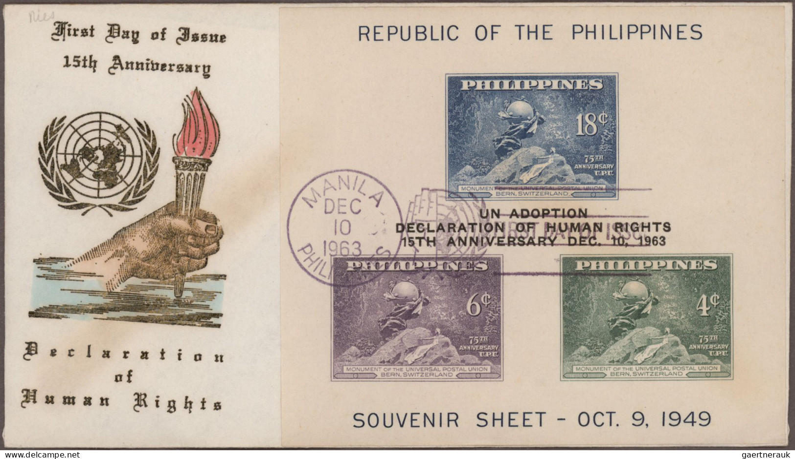 Philippines: 1926/1975, FDC stock of apprx. 180 items, majority to 1950, address