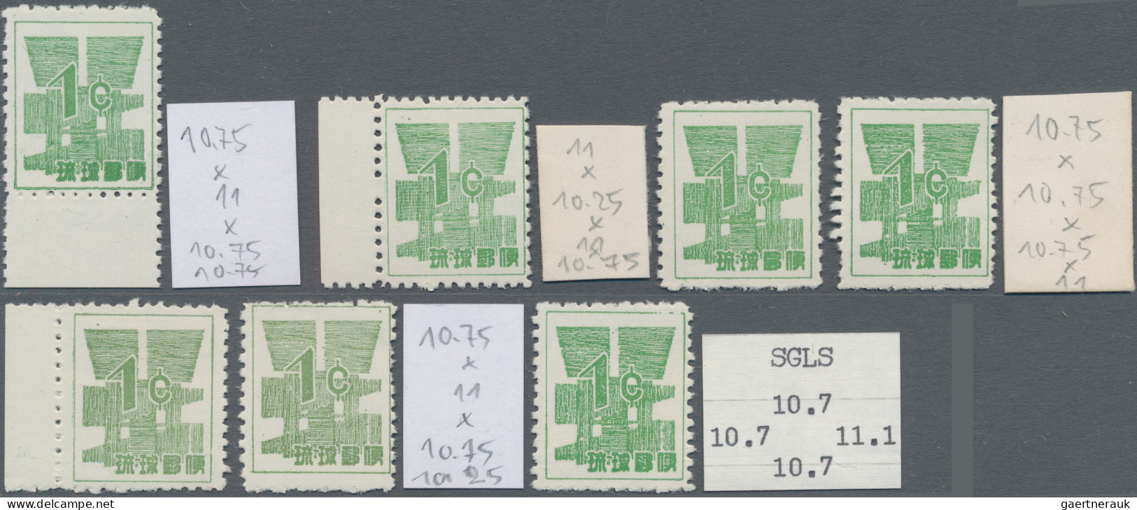 Ryu Kyu: 1958/1961, 1/2 C. - $1 Definitives Unused No Gum Or MNH As Issued And U - Ryukyu Islands