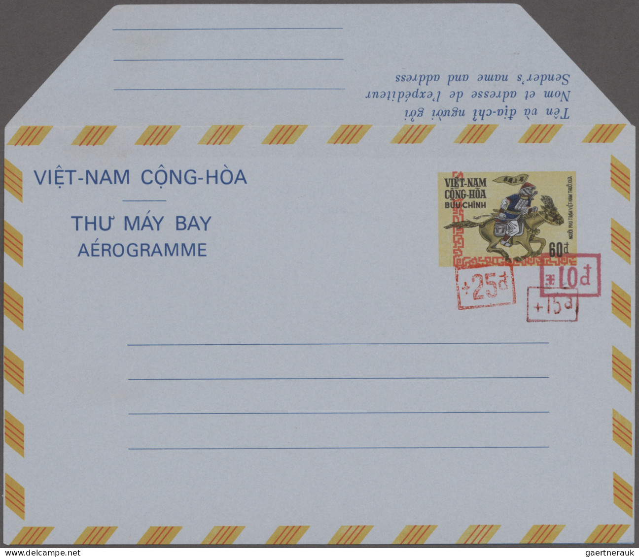 South-Vietnam (1951-1975): 1962/1996, collection of 26 air letter sheets unused/
