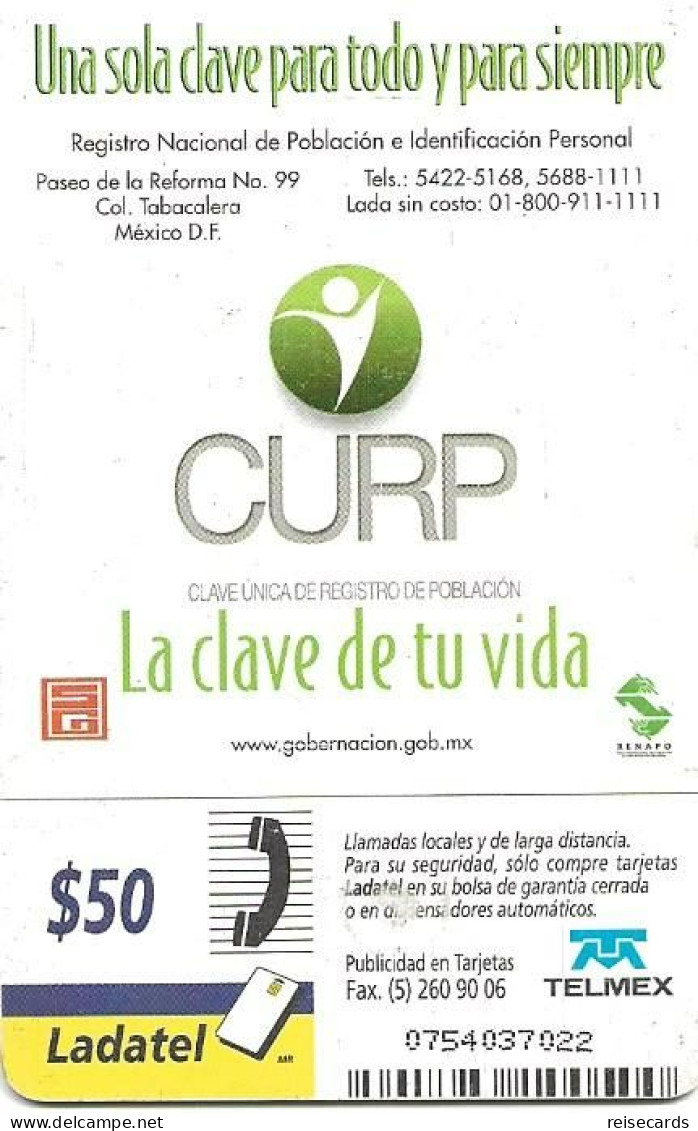 Mexico: Telmex/lLadatel - 2000 Curp - Mexique