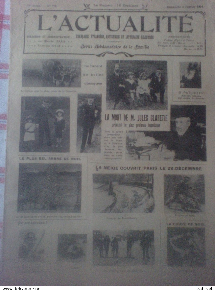 L'Actualité 729 Mort Jules Claretie Vélo-torpille Boxe Johnson Langford Jeannette Antille Guyane Réunion Mode - 1900 - 1949