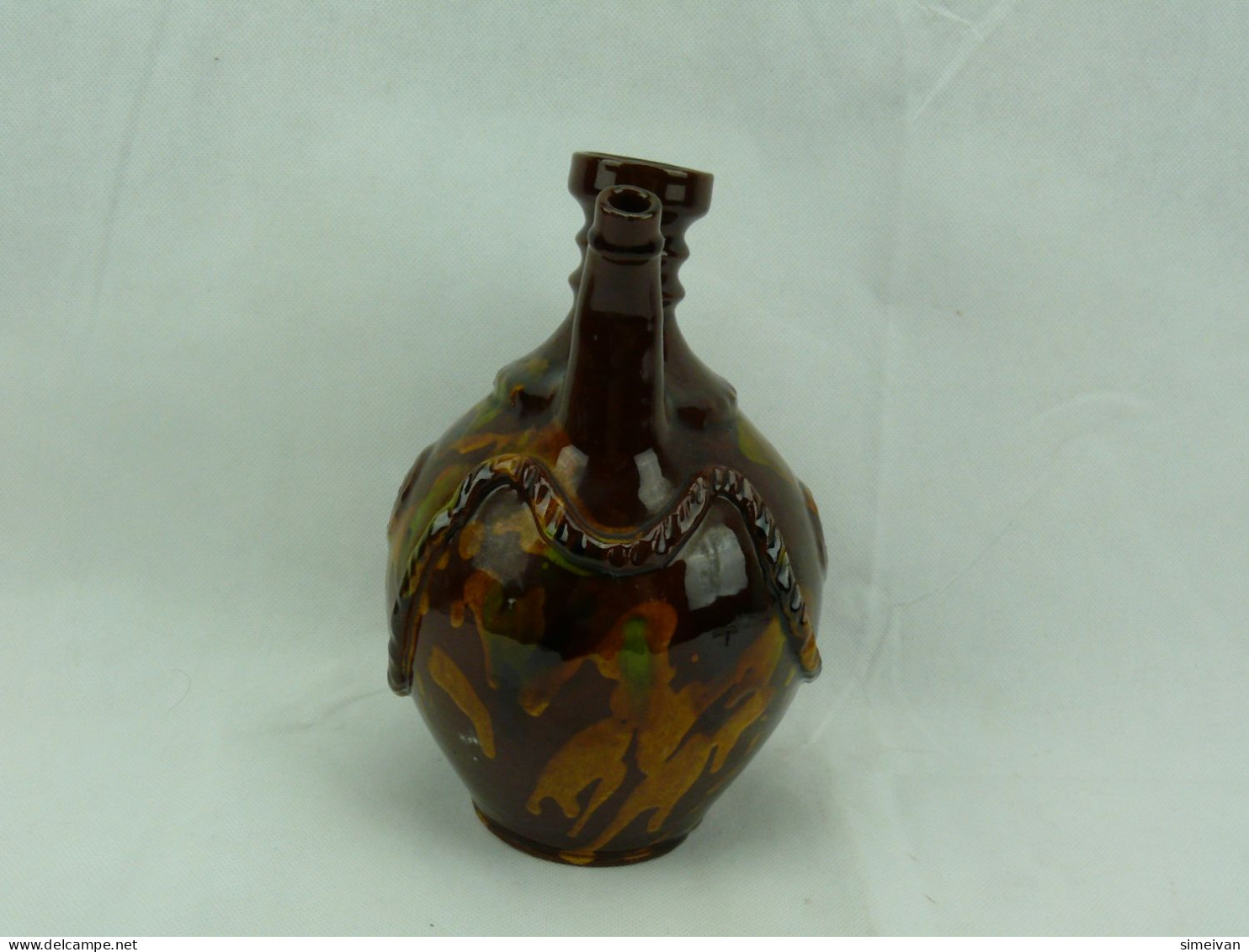 Vintage Bulgarian Pottery Pitcher Ceramic 24cm #2349 - Otros & Sin Clasificación
