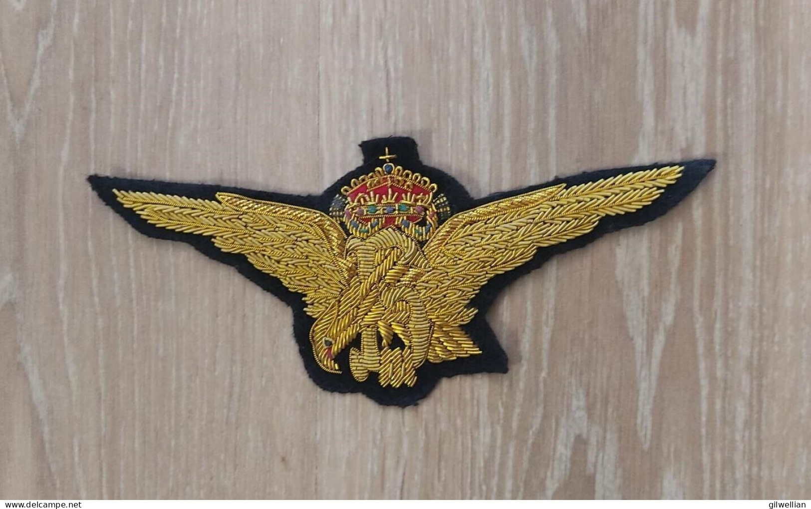 Pre WWII Kingdom Of Bulgaria Air Force Pilot Wings / Large Bullion Type Patch - Andere & Zonder Classificatie