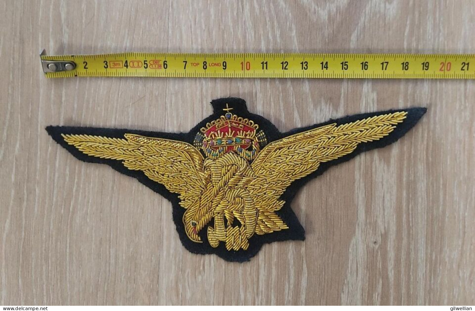 Pre WWII Kingdom Of Bulgaria Air Force Pilot Wings / Large Bullion Type Patch - Other & Unclassified
