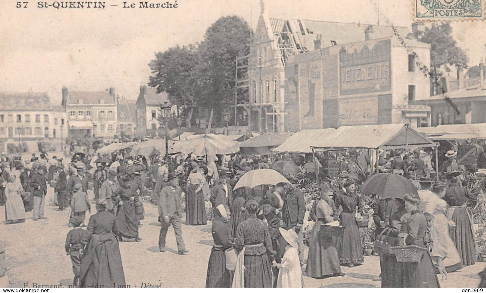 SAINT-QUENTIN (Aisne) - Le Marché - Voyagé 1907 (2 Scans) - Saint Quentin