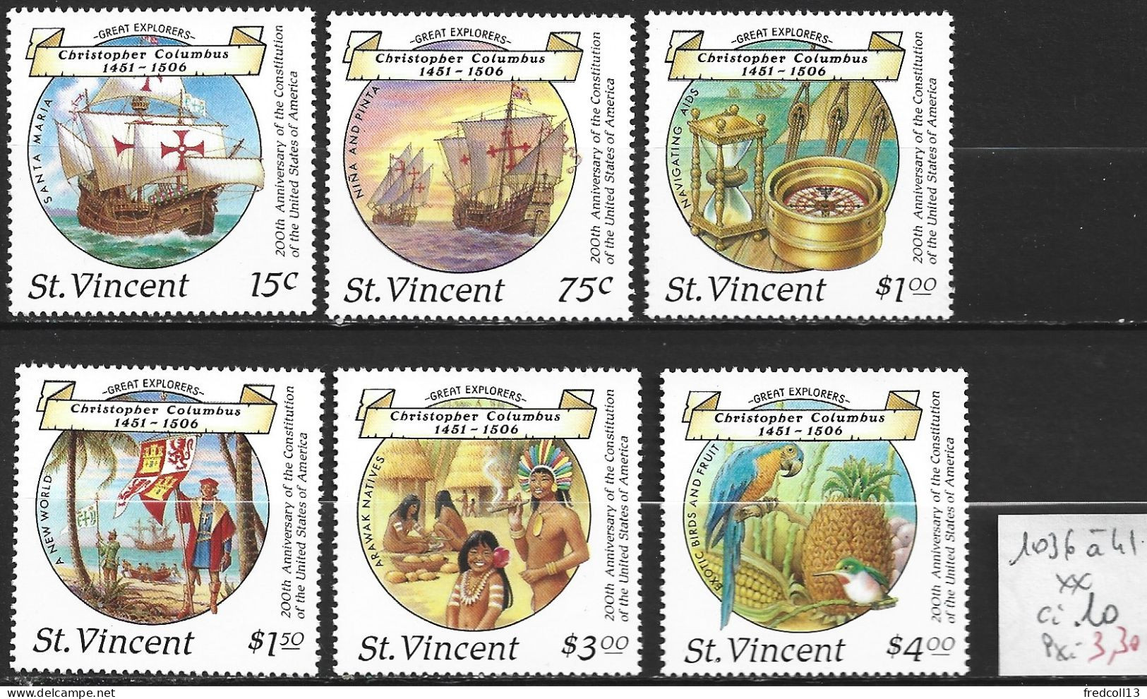 SAINT-VINCENT 1036 à 41 ** Côte 10 € - St.Vincent (1979-...)