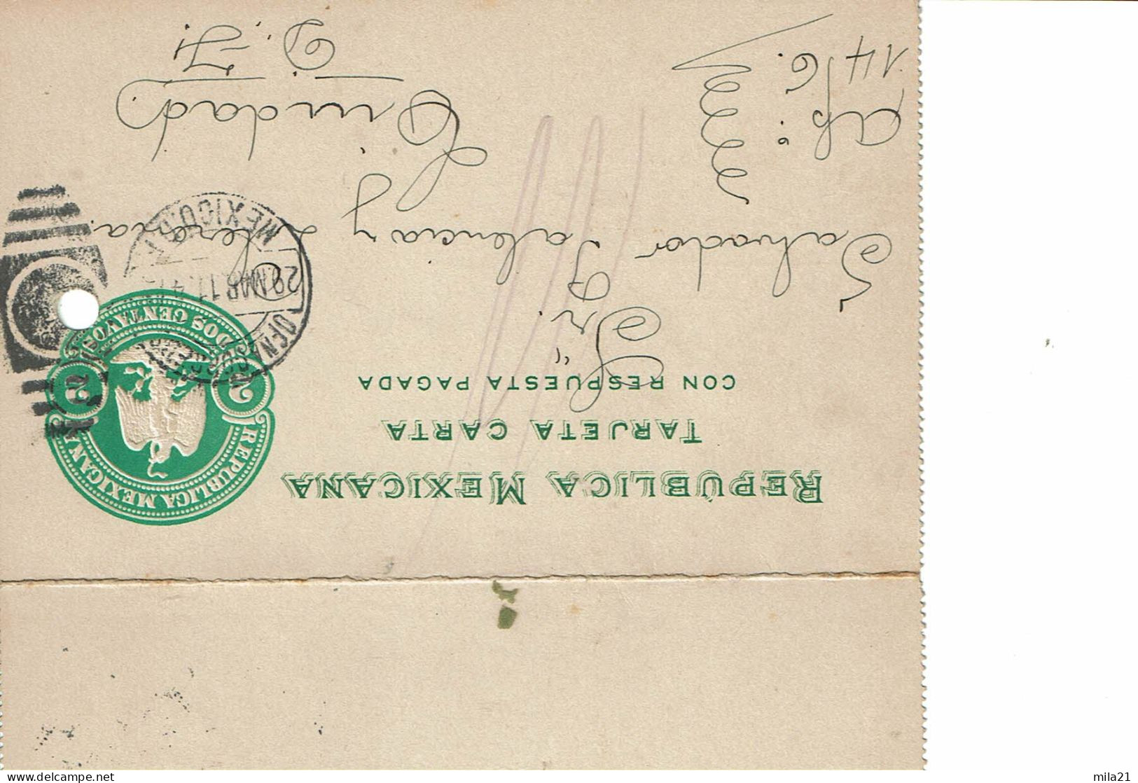 MEXIQUE  Entier Postal Type CARTE LETTRE   DOS CENTAVOS - Mexique