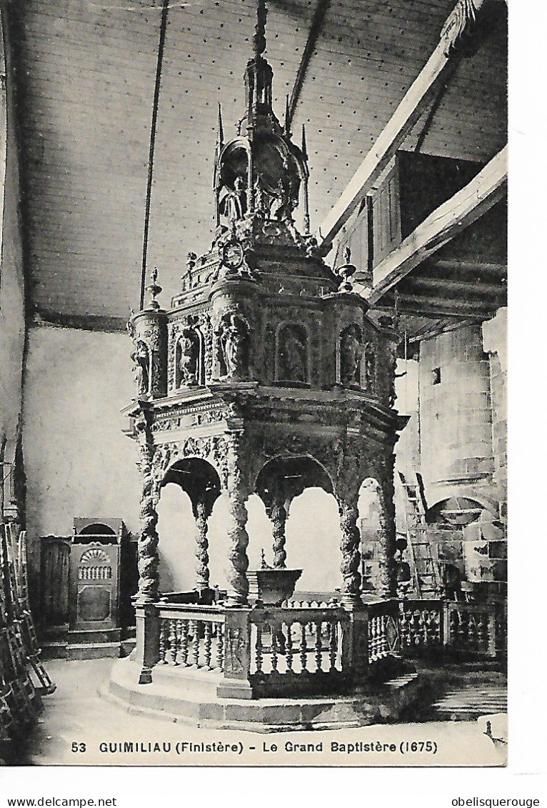 29 GUIMILIAU LAMPAUL GRAND BAPTISTERE 1875 BELLE CARTE N°53 - Guimiliau