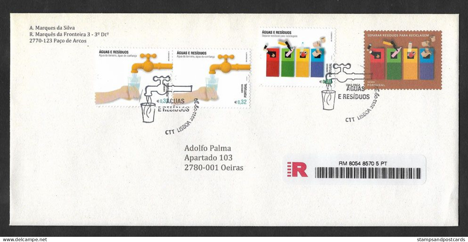 Portugal Environment Recyclage FDC Recommandée Sur PAP 2011 Portugal Recycling R FDC On Stationary - Entiers Postaux