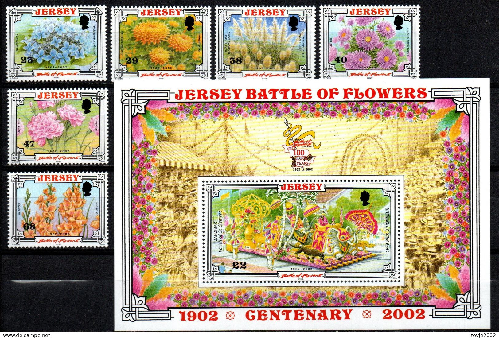 Jersey 2002 - Mi.Nr. 1041 - 1046 + Block 33 - Postfrisch MNH - Blumen Flowers - Autres & Non Classés