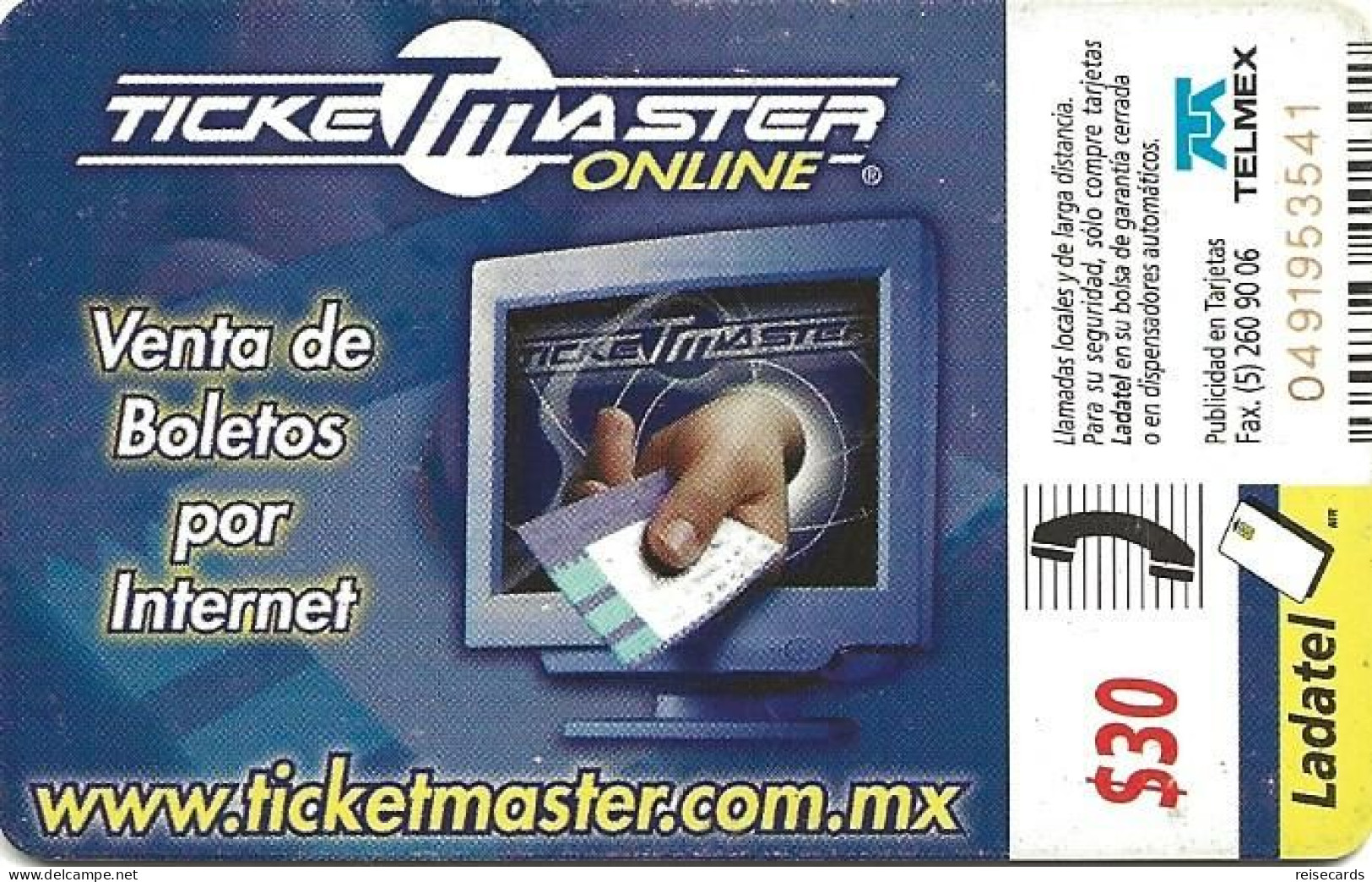 Mexico: Telmex/lLadatel - 1999 Ticketmaster - Mexiko