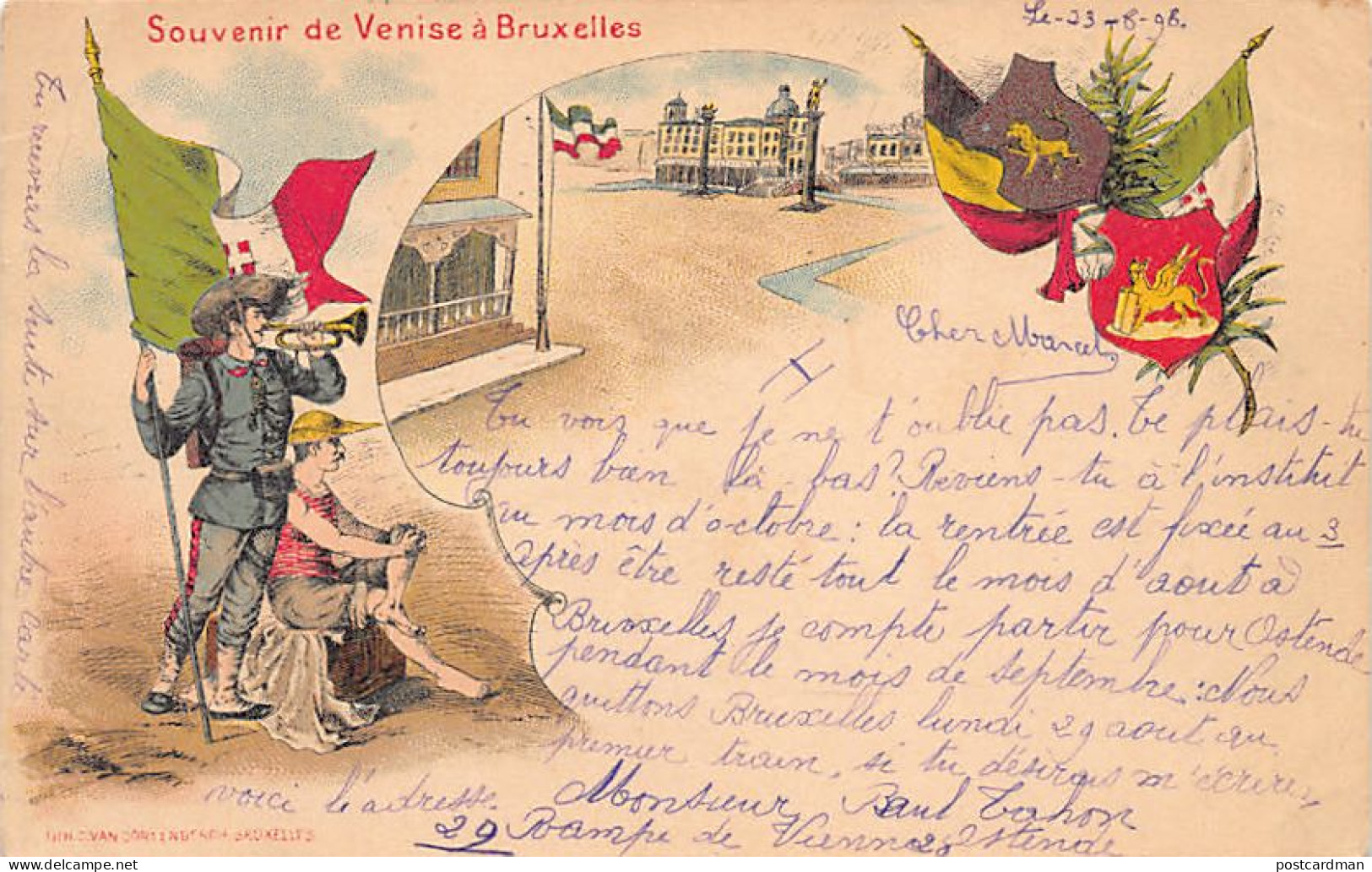 Belgique - Souvenir De Venise à Bruxelles - Litho - Bersagliers - Place Saint-Marc - Année 1898 - Mostre Universali