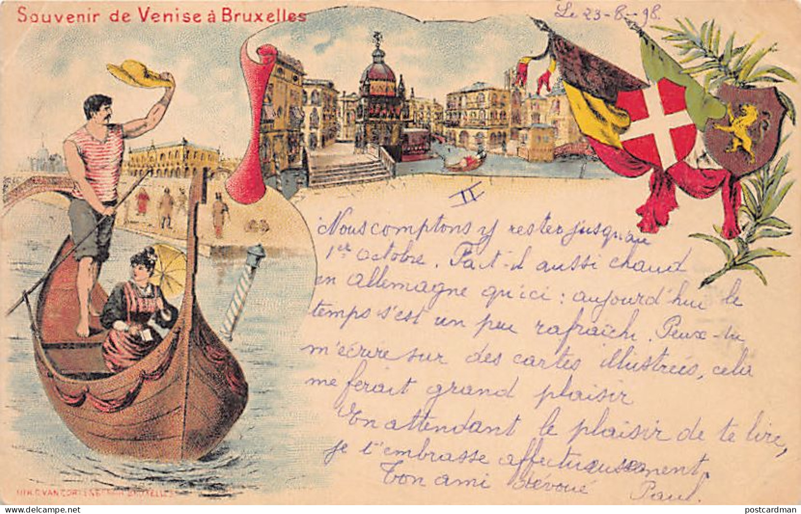Belgique - Souvenir De Venise à Bruxelles - Litho - Gondole - Année 1898 - Universal Exhibitions