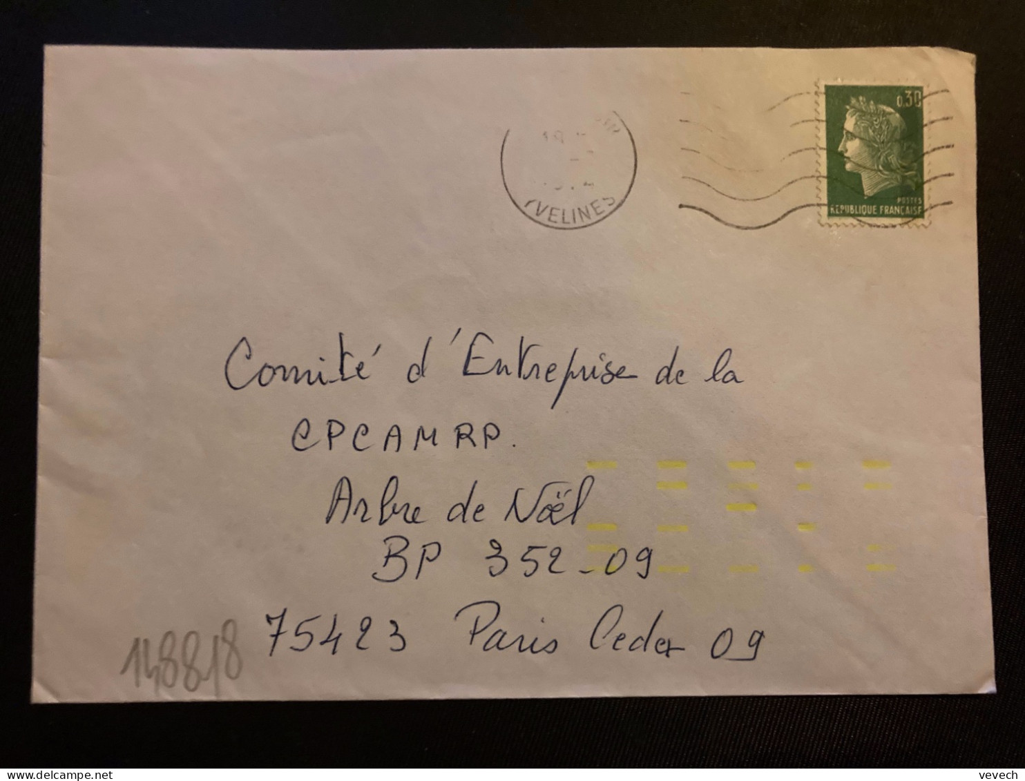 LETTRE TP M DE CHEFFER 0,30 OBL.MEC.?-7 1974 78 PLAISIR + TRI INDEXATION BARRES JAUNES Marque à Sec 20 - 1961-....