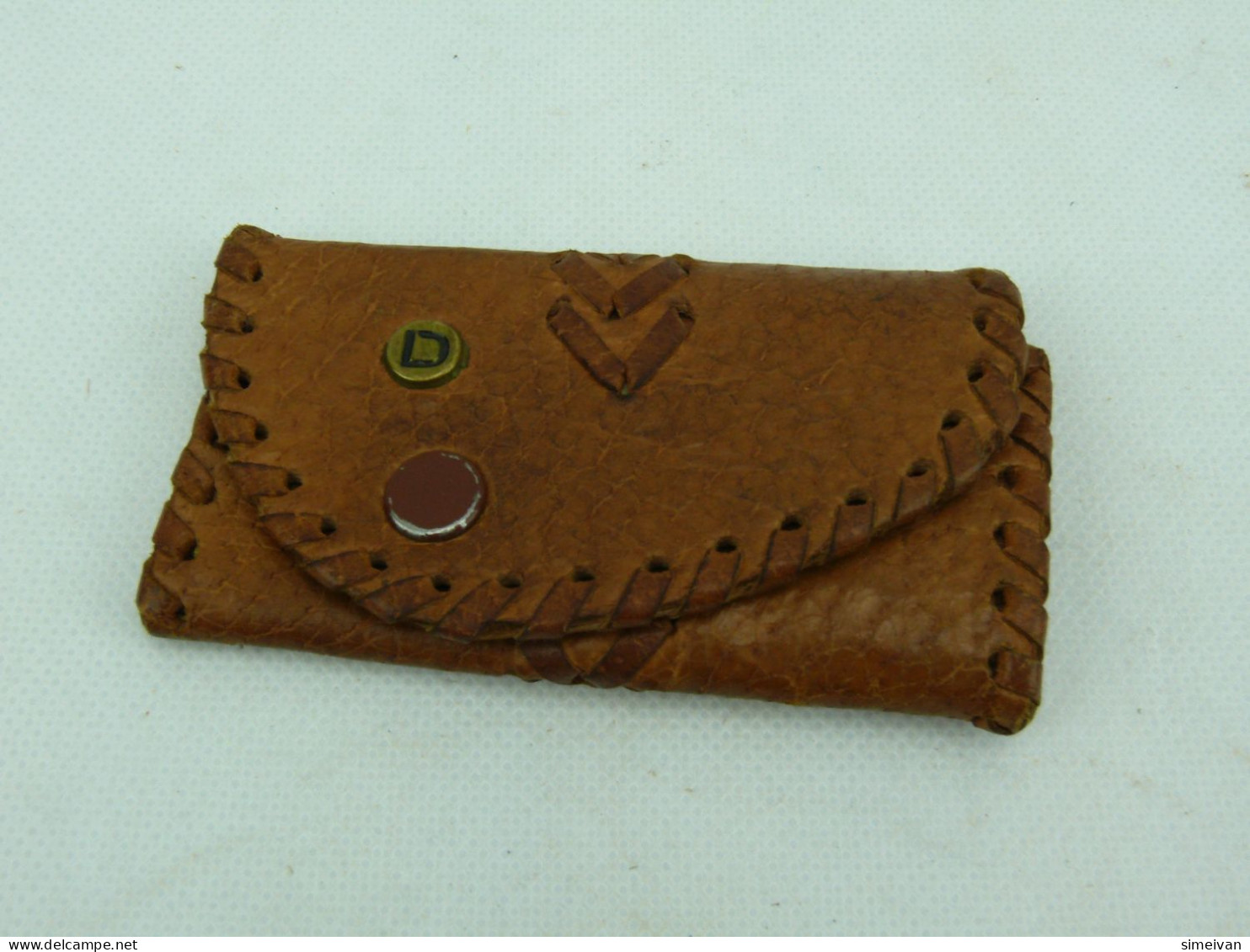 Vintage Brawn Leather Key Case For Three Keys Key Chain Ring #2360 - Accessoires