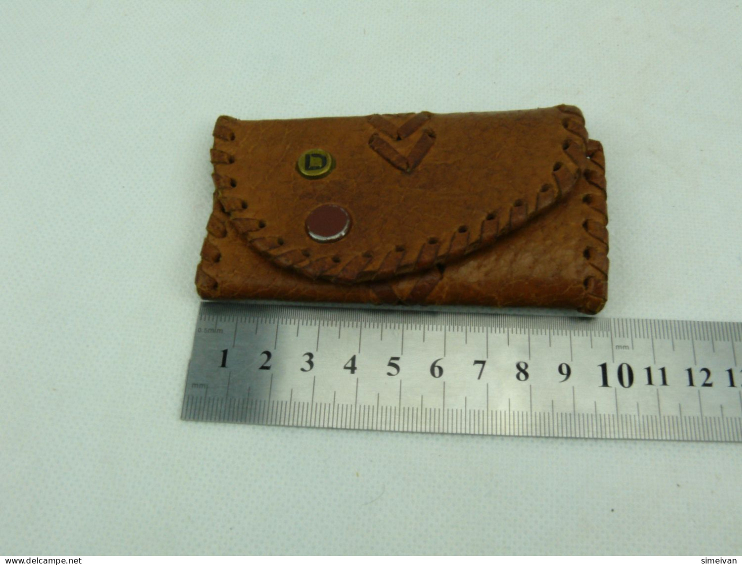 Vintage Brawn Leather Key Case for Three Keys Key Chain Ring #2360