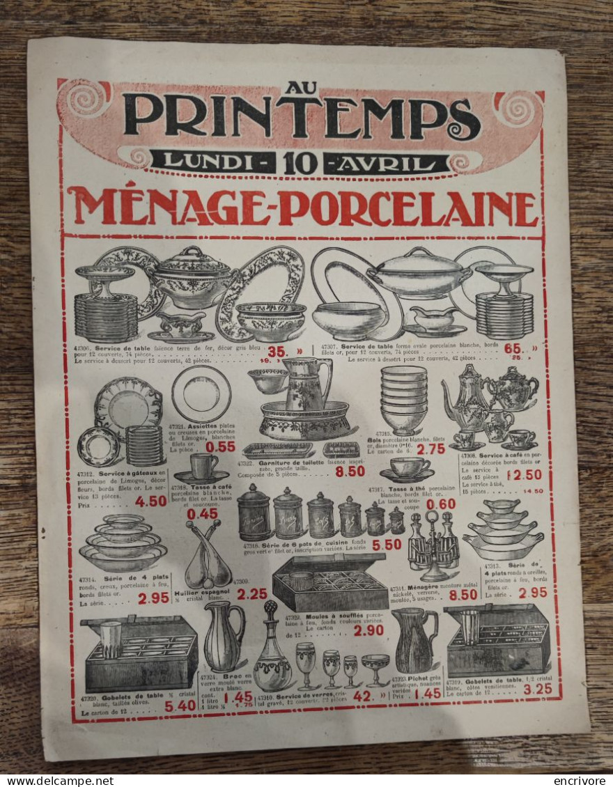 Catalogue AU PRINTEMPS Ménage Porcelaine - 1900 – 1949