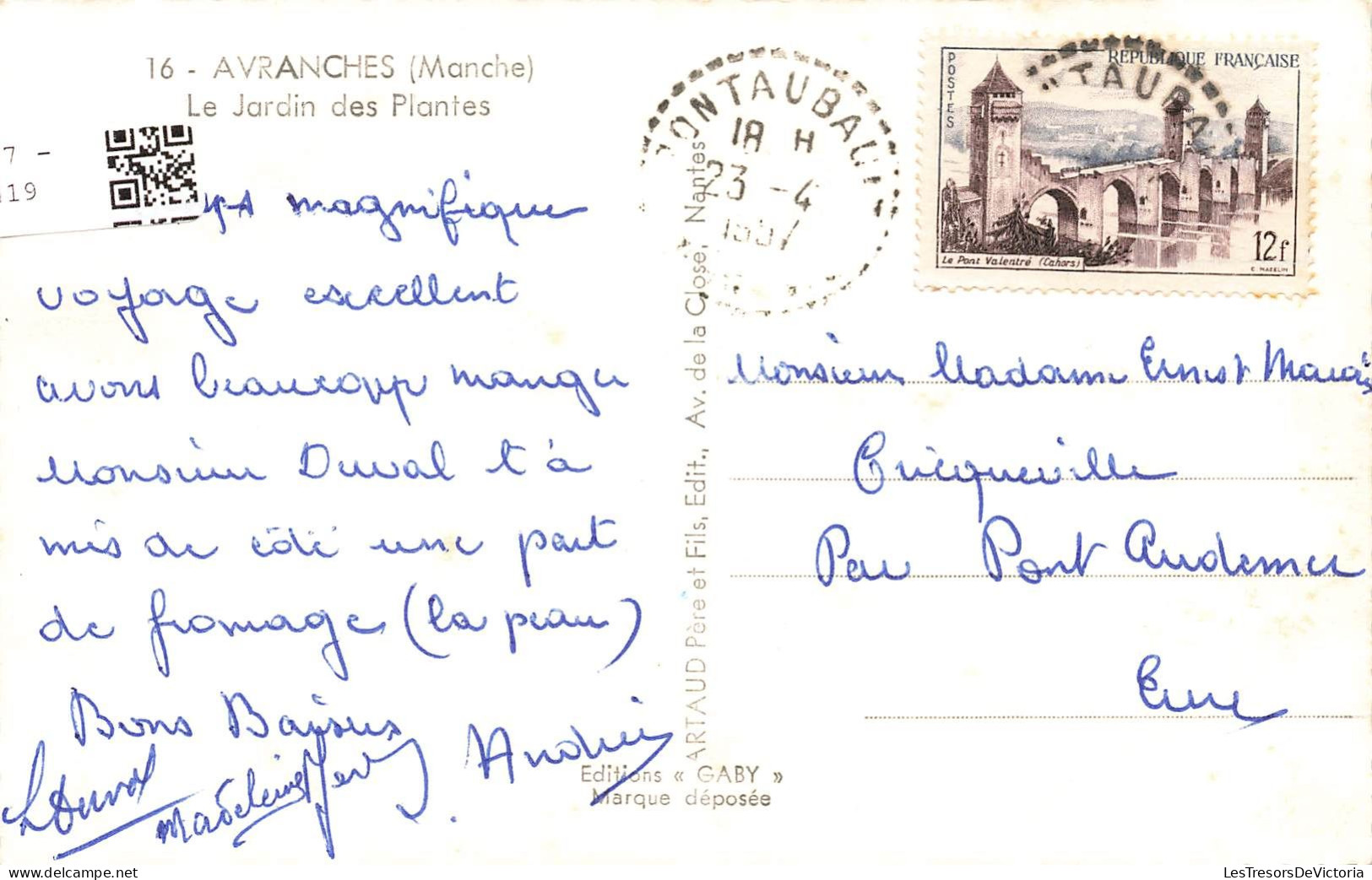 FRANCE - Avranches - Vue Sur Le Jardin Des Plantes - Colorisé -  Carte Postale - Avranches
