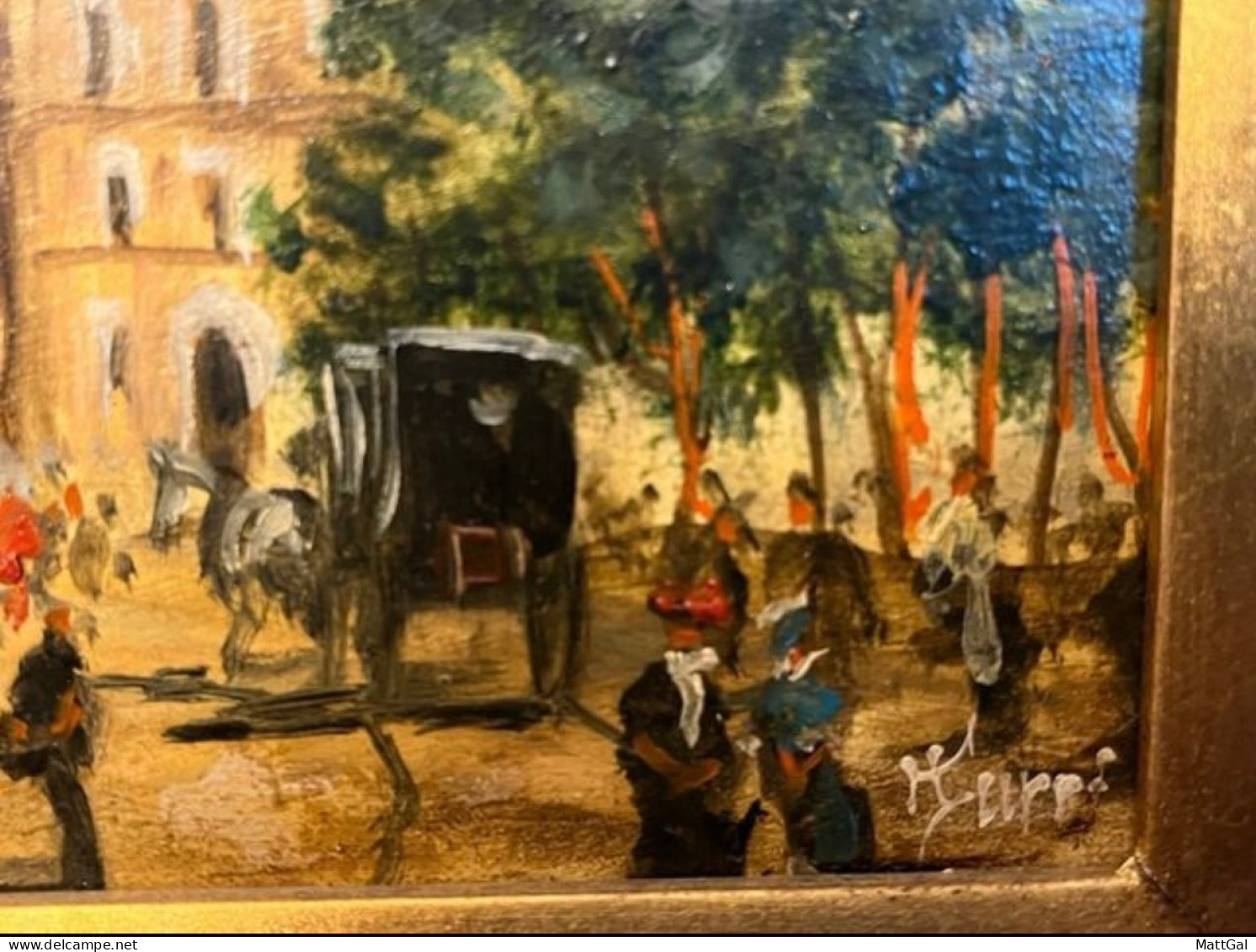 Dipinto Di Turri, "Città", Olio Su Tavola, Inizio "900 - Olieverf