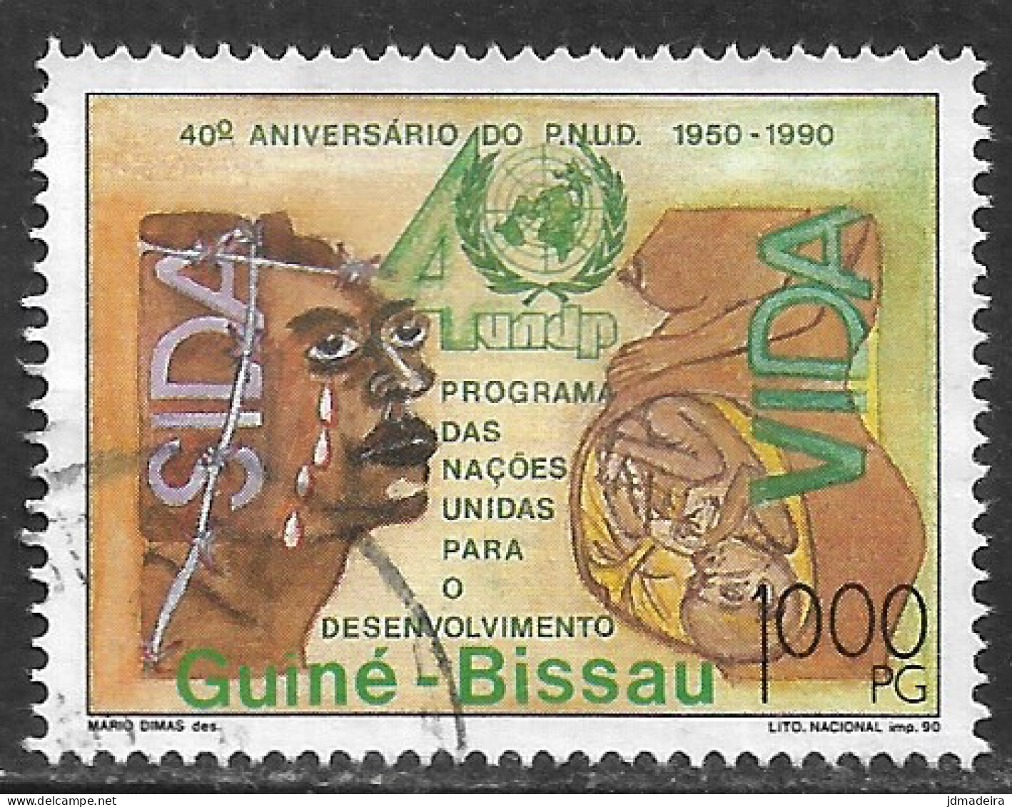 GUINE BISSAU – 1990 PNUD Anniversary 1000P Used Stamp - Guinea-Bissau