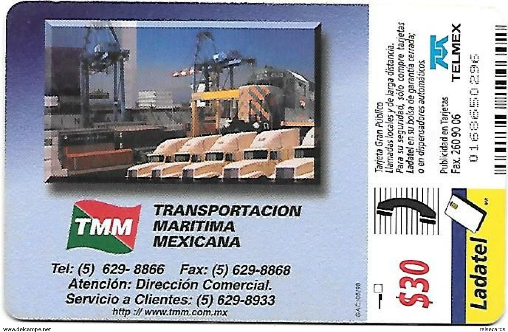 Mexico: Telmex/lLadatel - 1998 TMM Transportacion Maritima Mexicana - Mexique