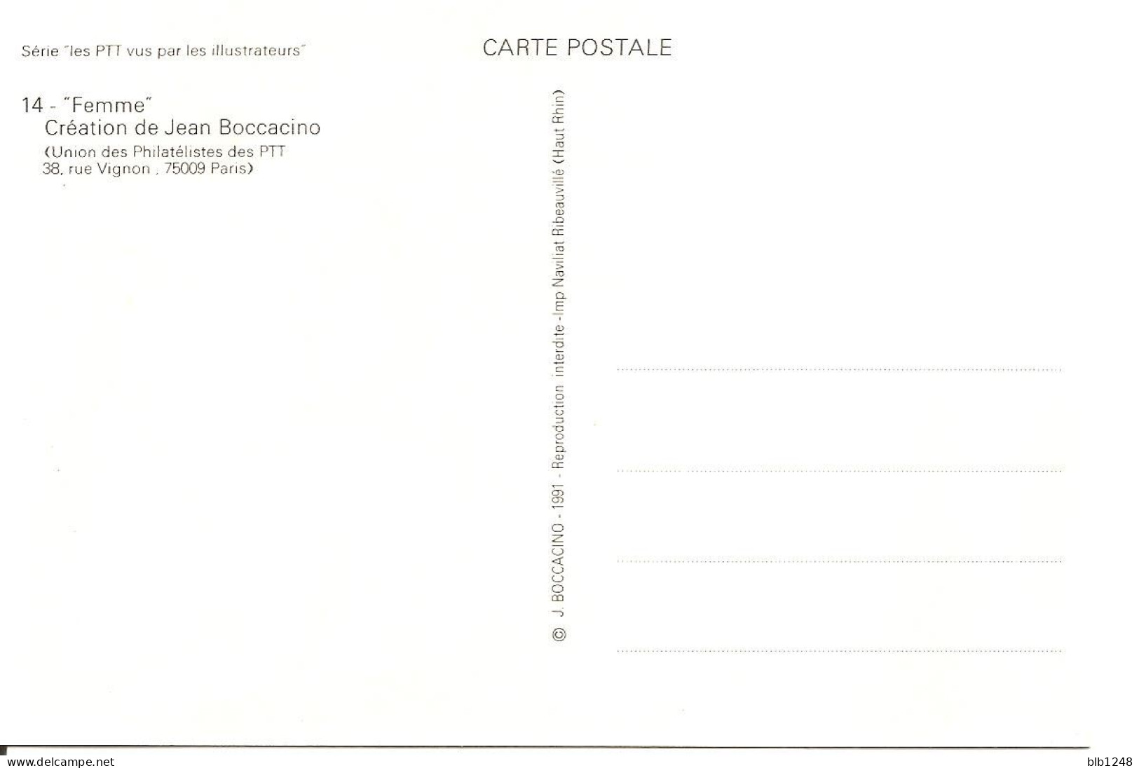Thèmes > Poste & Facteurs  Femme Creation De Jean Boccacino Serie  Les PTT Vue Par Les Illustrateurs - Postal Services