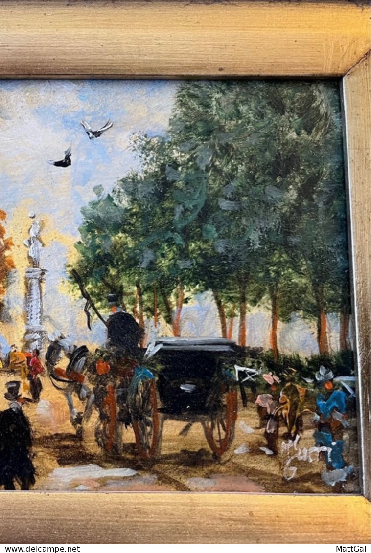 Dipinto Di Turri, "Parco Ducale Di Parma", Olio Su Tavola, Inizio ‘900 - Olieverf