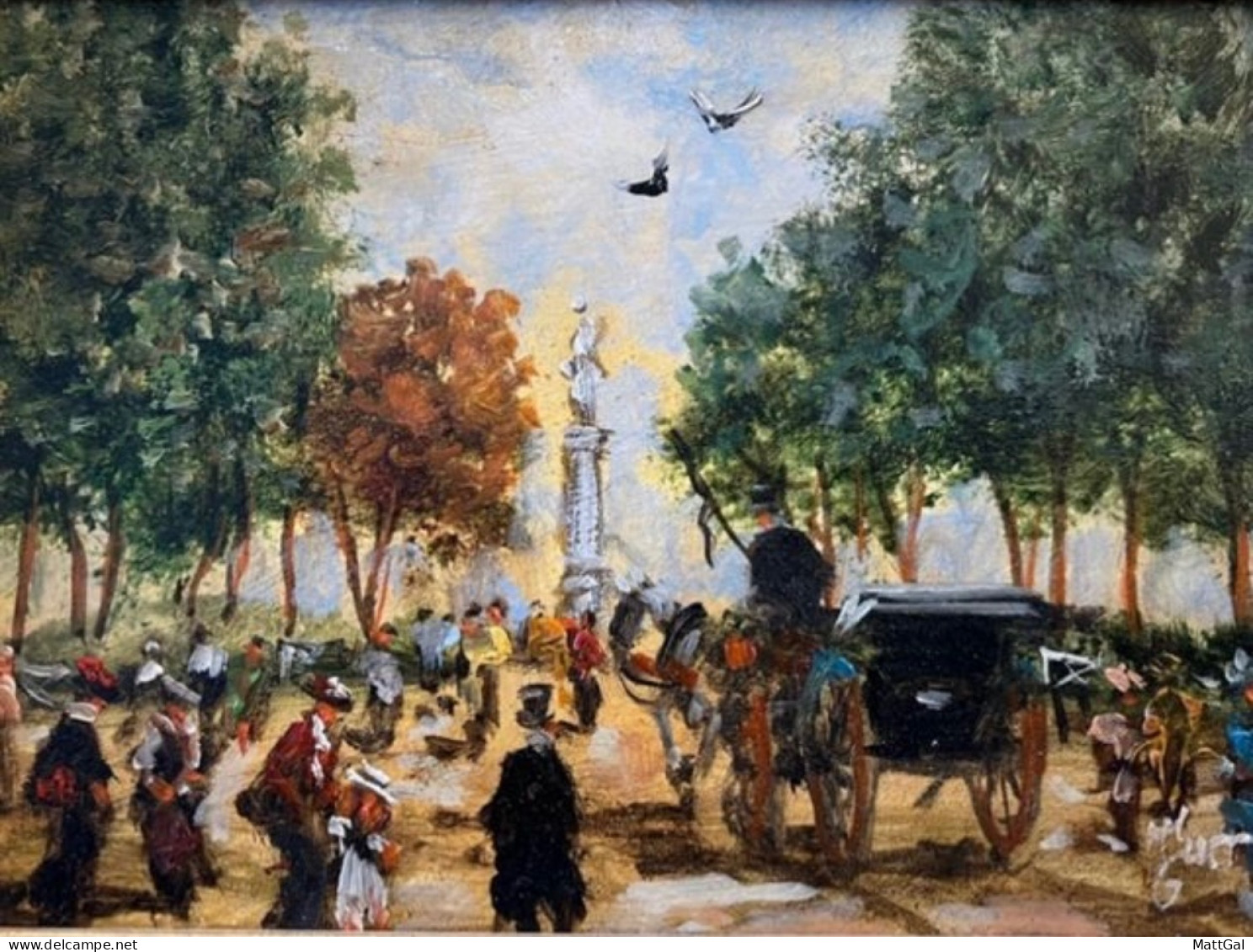 Dipinto Di Turri, "Parco Ducale Di Parma", Olio Su Tavola, Inizio ‘900 - Huiles