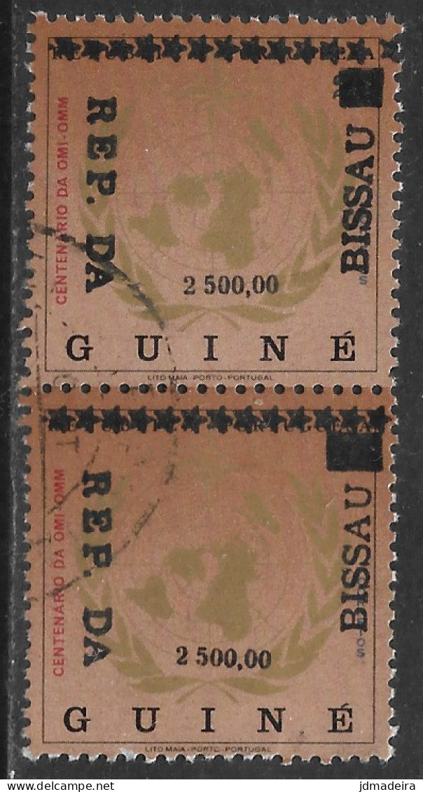 GUINE BISSAU – 1987 WMO Surcharged 2500.00 Over 2$ SCARCE Pair Of Used Stamps - Guinée-Bissau