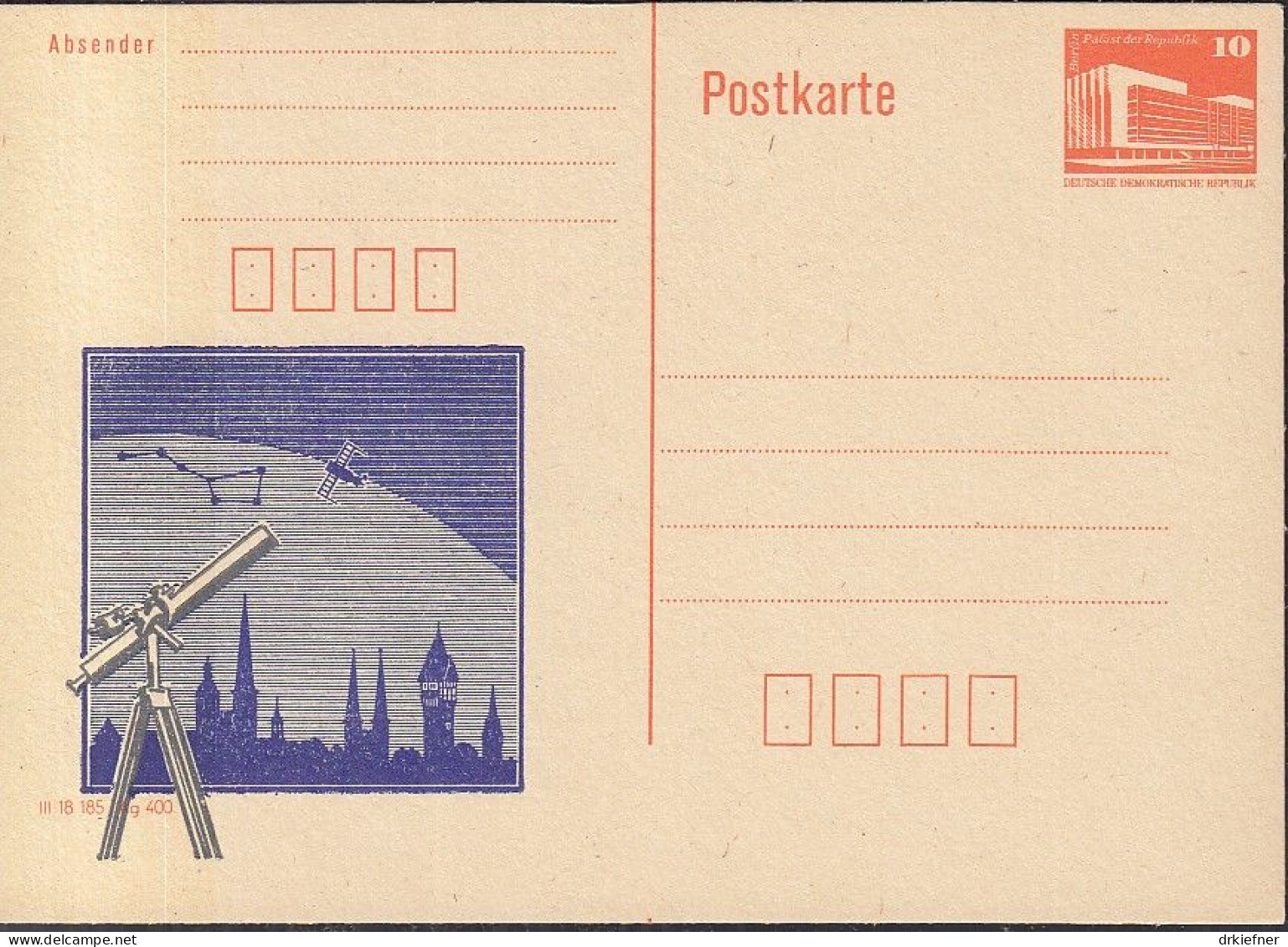 DDR PP 19 II, Ungebraucht, Teleskop, Vor Burg (Sachsen-Anhalt), Um 1988 - Postales Privados - Nuevos