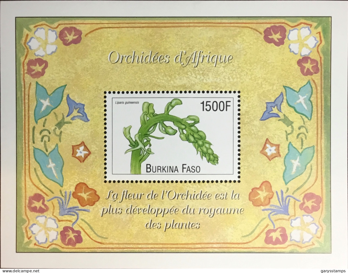 Burkina Faso 2000 Orchids Flowers Minisheet MNH - Orchidee