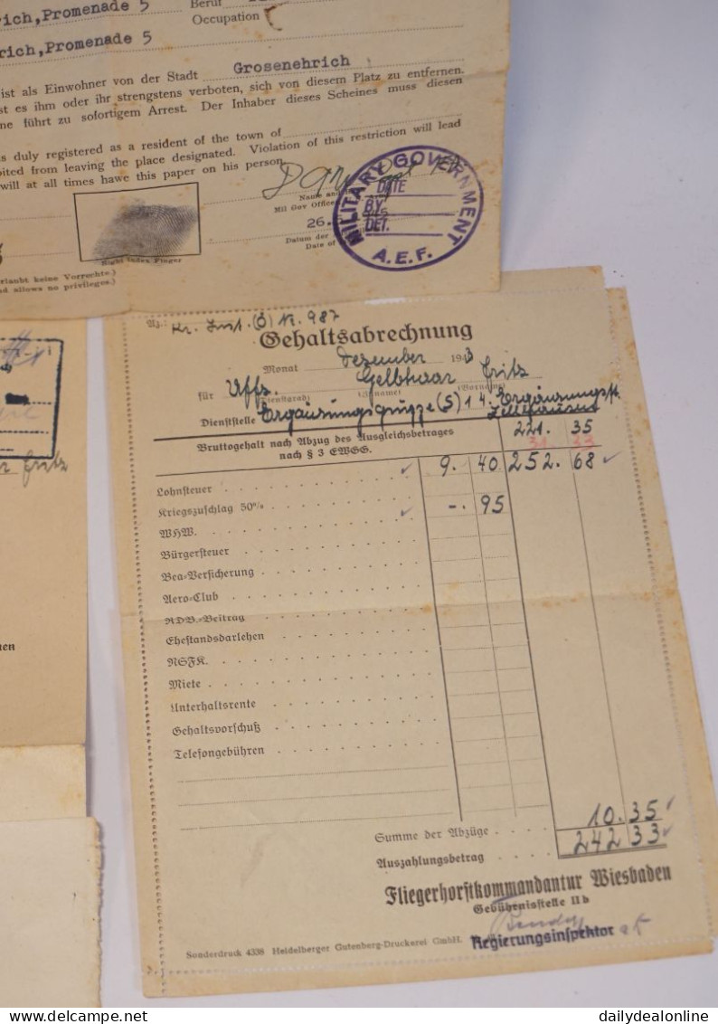 2. WK WW2 Militaria Konvolut Dokumente Zeugnisse Flieger Gehaltsabrechnung Usw. - 1939-45