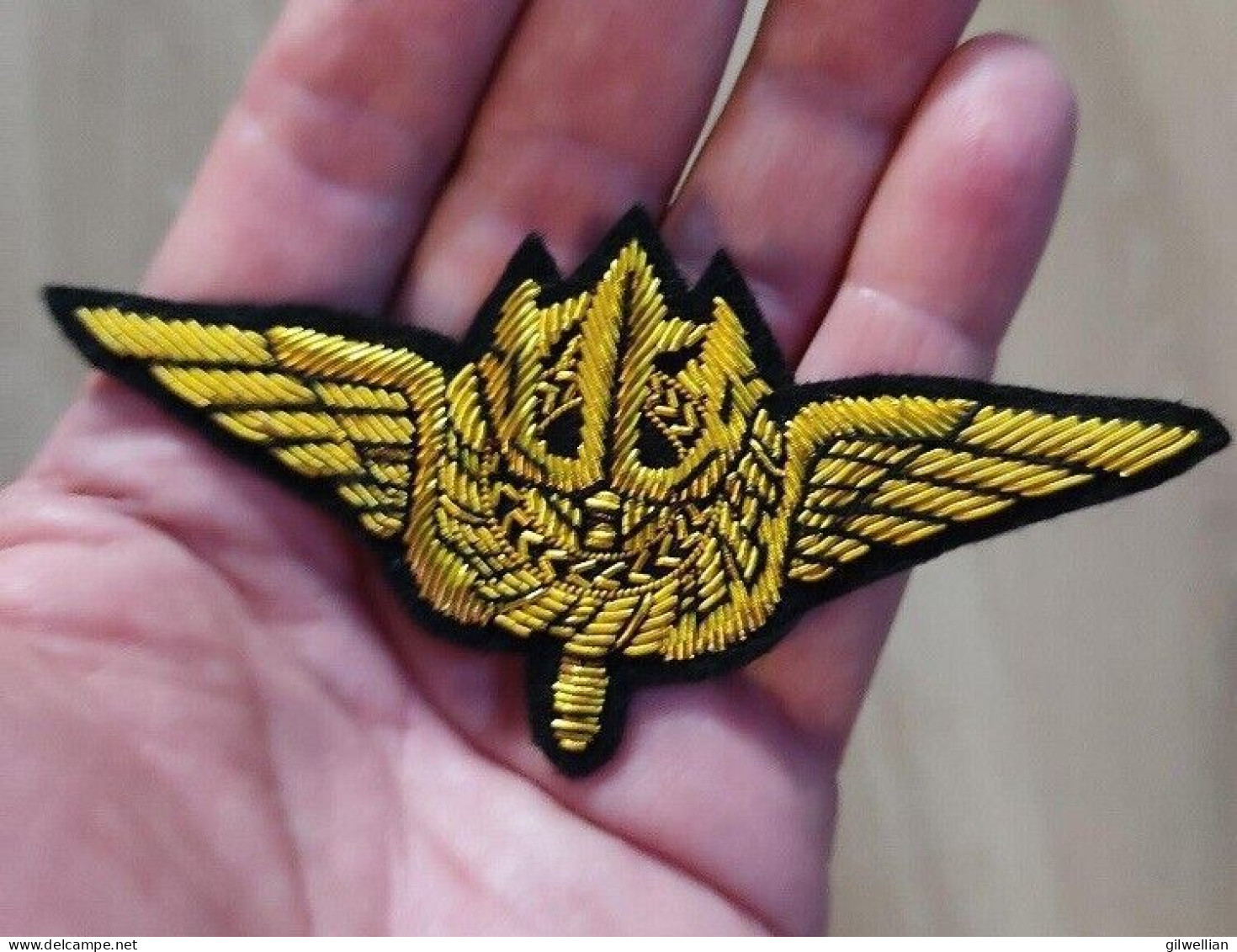 Vintage Kingdom Of Laos Air Force Wings Patch / Suit Bullion Badge - Autres & Non Classés