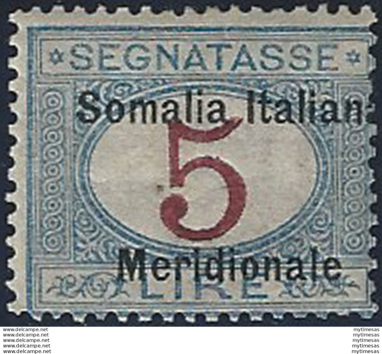 1906 Somalia Segnatasse Lire 5 Variety MNH Sassone N. 10b - Autres & Non Classés