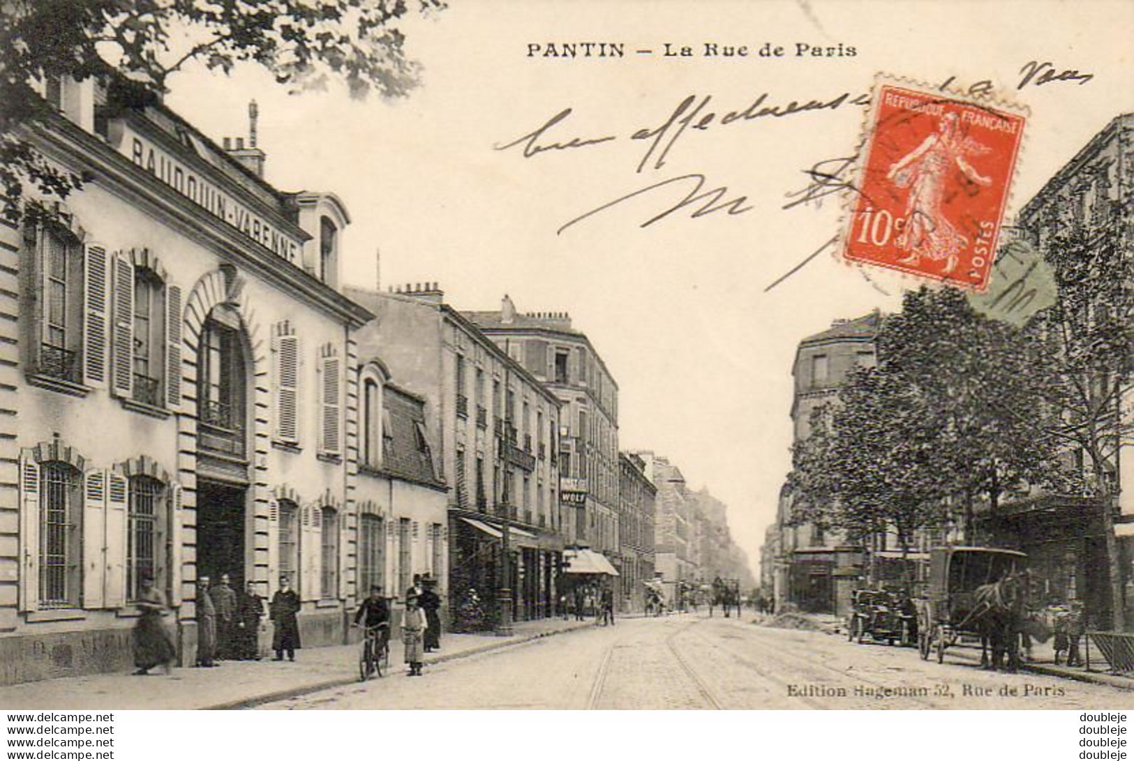 D93  PANTIN  La Rue De Paris  .......  Avec La Distillerie Baudouin Varenne à Gauche Au 53 - Pantin