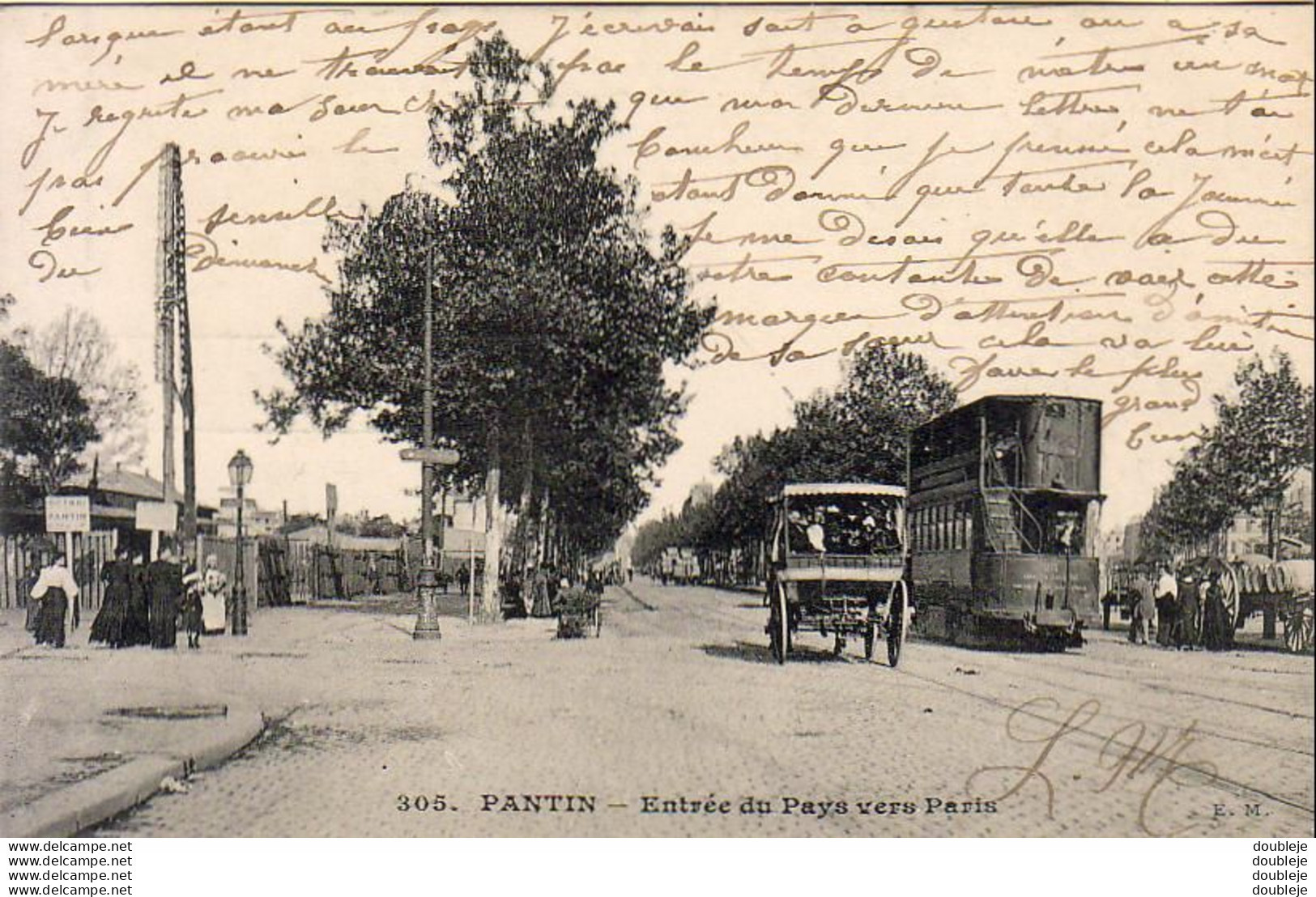 D93  PANTIN  Entrée Du Pays Vers Paris  ........ Avec Tramway à Impériale - Pantin